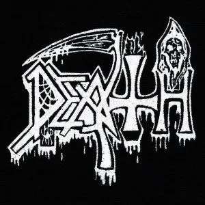 Death – stylized font logo with scythe patch DEAT02
